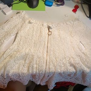 white off the shoulder lace top